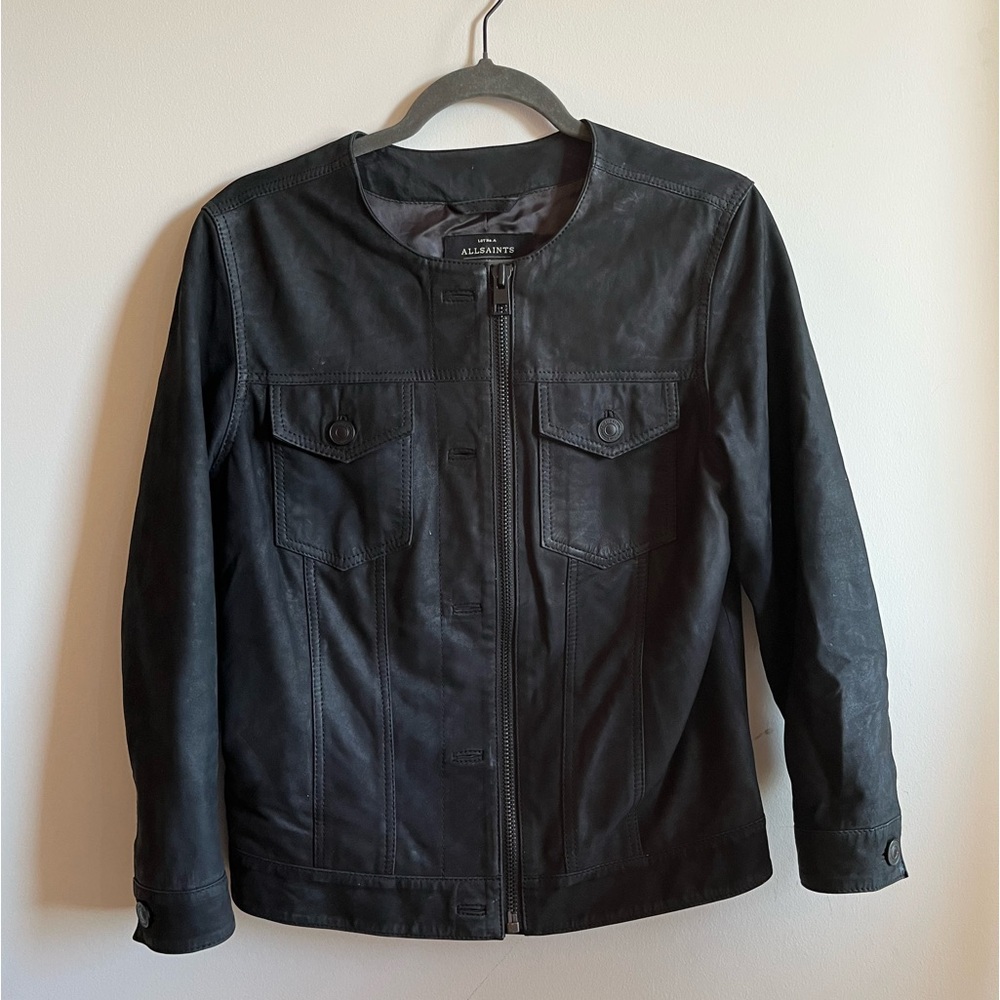All Saints Regan Suede Black Leather Jacket (Size 8)
